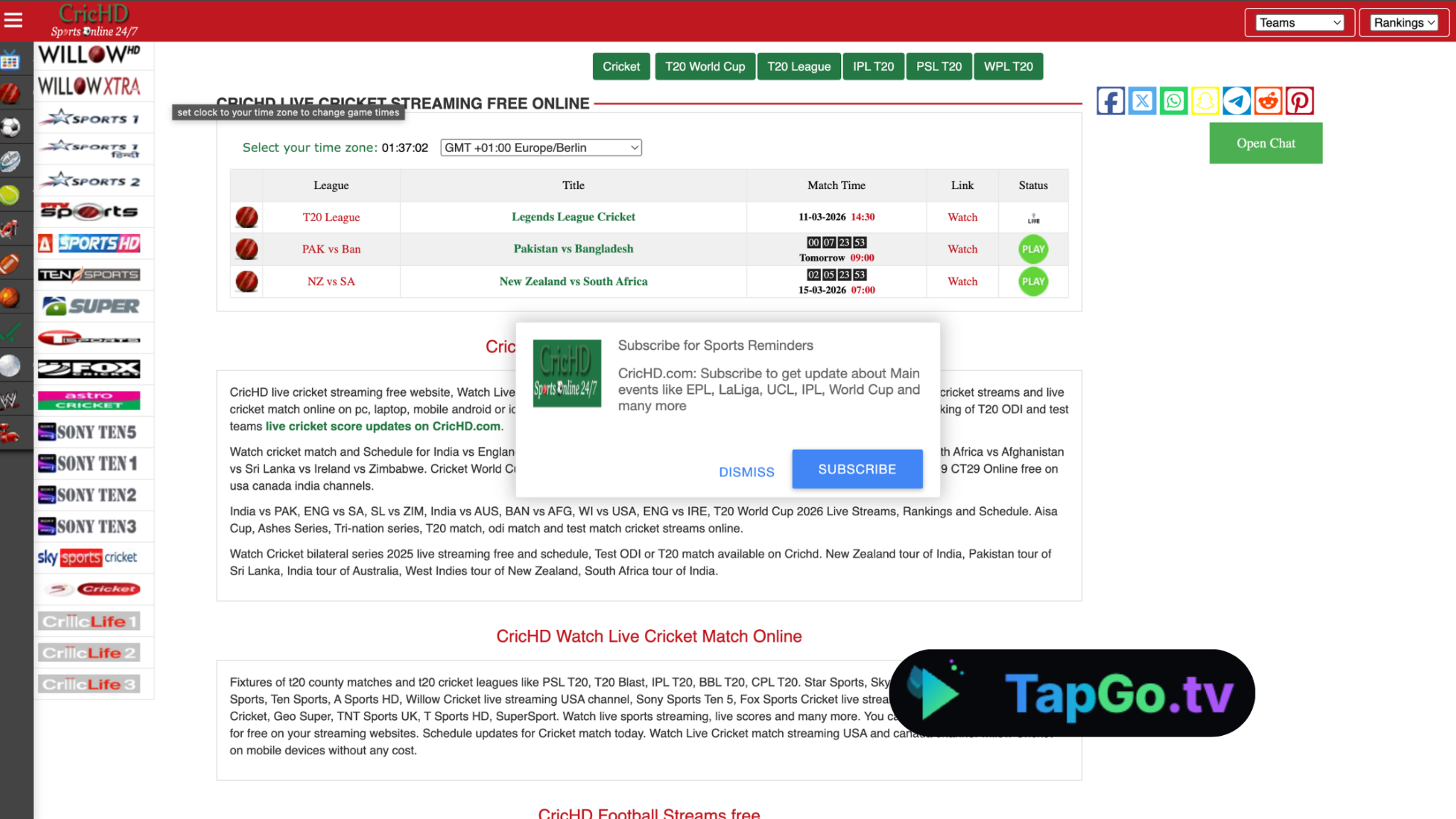 CricHD - Best Free Cricket Streaming